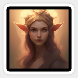 Beautiful Fantasy Elf Princess Golden Artwork Sticker